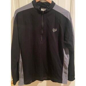 Fox Racing Men's XL Cycling Jersey Long Sleeve Quarter Zip Black Gray Pockets